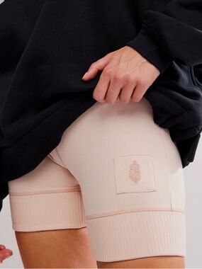 Free people High-Waist Biker Shorts with Embroidered Leaf Patch